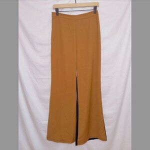Emery Rose Two-toned Brown Black High Waisted Flare Leg Pull On Casual Pants